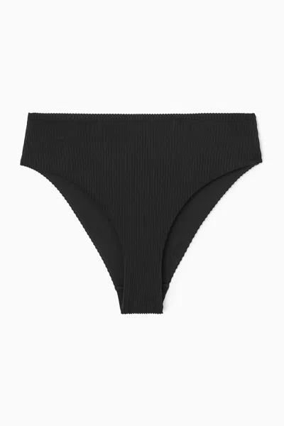 Cos Ribbed High-waisted Bikini Briefs In Black