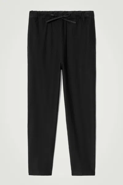Cos Ribbed Jersey Joggers In Black