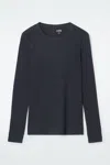 Cos Ribbed Jersey Long-sleeved Top In Blue