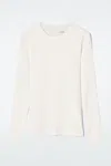Cos Ribbed Jersey Long-sleeved Top In White