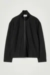 Cos Ribbed Jersey Track Jacket In Black