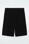 Cos Ribbed-knit Bermuda Shorts In Black