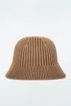 Cos Ribbed-knit Bucket Hat In Brown