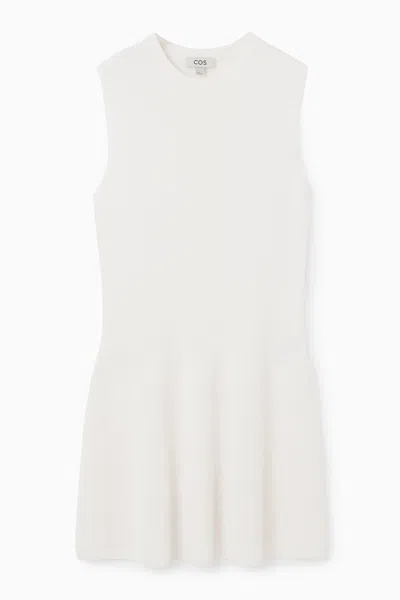 Cos Ribbed-knit Dropped-waist Mini Dress In White