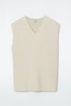 Cos Ribbed-knit Hooded Tank Top In White