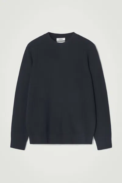 Cos Ribbed-knit Jumper In Blue