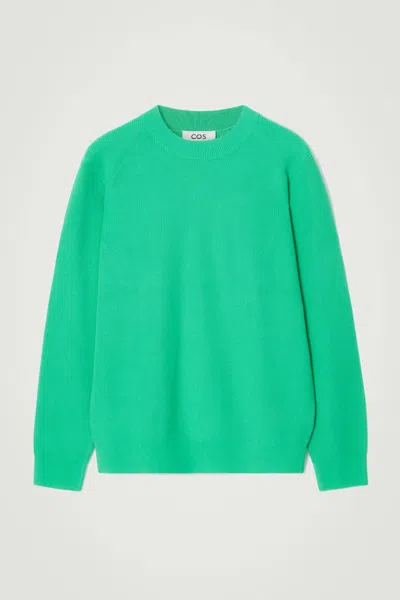 Cos Ribbed-knit Jumper In Green