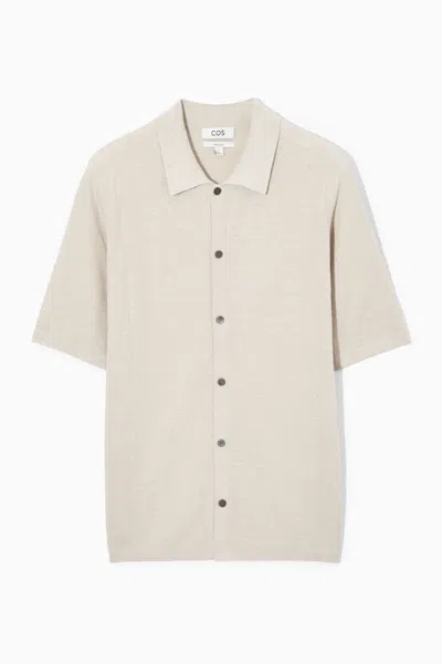 Cos Ribbed-knit Linen Shirt In Beige