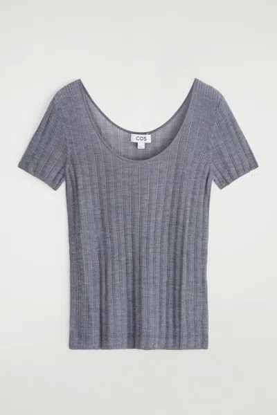Cos Ribbed-knit Silk T-shirt