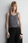 Cos Ribbed-knit Silk Tank Top In Gray