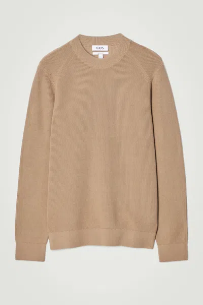 Cos Ribbed-knit Sweater In Beige