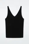 Cos Ribbed-knit Tank Top In Black