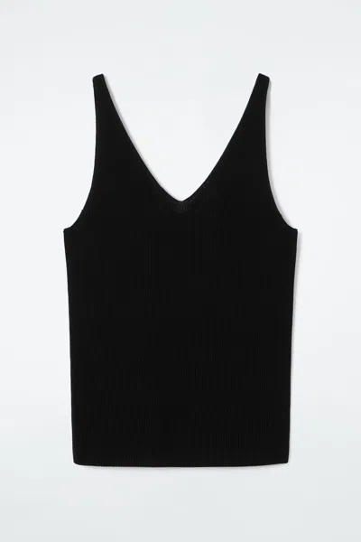 Cos Ribbed-knit Tank Top In Black