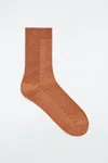 Cos Ribbed Lurex Socks In Orange