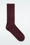Cos Ribbed Lurex Socks In Burgundy