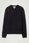 Cos Ribbed Merino Wool Sweater In Black