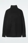 Cos Ribbed Merino Wool Turtleneck Sweater In Black