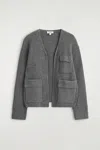 Cos Ribbed Merino Wool Utility Sweater In Gray