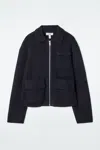 Cos Ribbed Merino Wool Utility Jacket In Blue