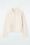Cos Ribbed Merino Wool Utility Jacket In White