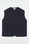 Cos Ribbed Merino Wool Utility Vest In Blue