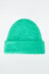 Cos Ribbed Mohair Beanie In Green