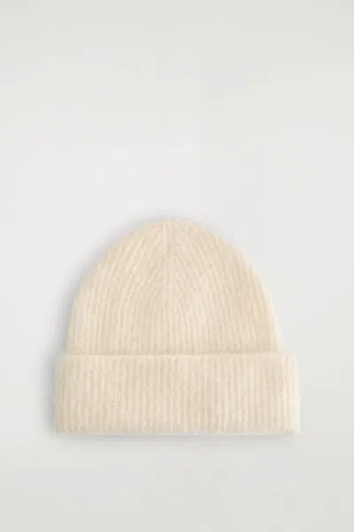 Cos Ribbed Mohair Beanie In Neutral