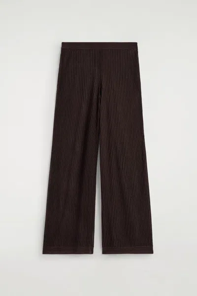 Cos Ribbed Open-knit Pants In Brown