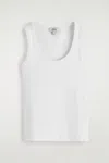 Cos Ribbed Scoop-neck Tank Top In White