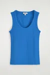 Cos Ribbed Scoopneck Tank Top In Blue