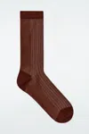 Cos Ribbed Sheer Socks In Brown