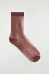 Cos Ribbed Sheer Socks In Brown