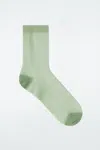 Cos Ribbed Sheer Socks In Green