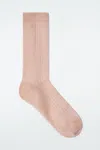 Cos Ribbed Sheer Socks In Pink