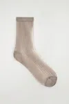 Cos Ribbed Sheer Socks In Sand