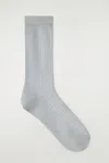 Cos Ribbed Sheer Socks In Silver