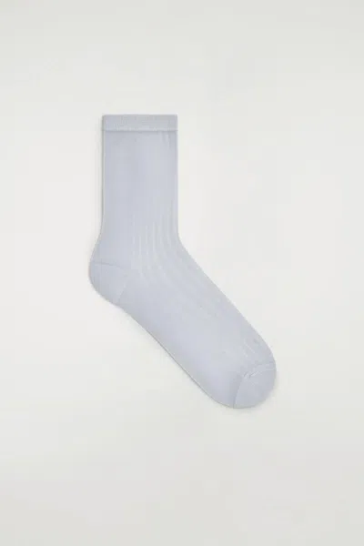 Cos Ribbed Sheer Socks In Silver