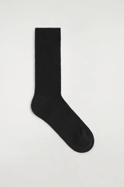 Cos Ribbed Silk Socks In Black