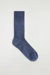 Cos Ribbed Silk Socks In Blue
