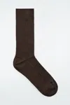 Cos Ribbed Silk Socks In Brown
