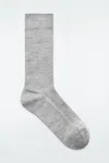 Cos Ribbed Silk Socks In Grey