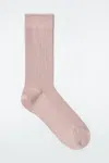 Cos Ribbed Silk Socks In Orange