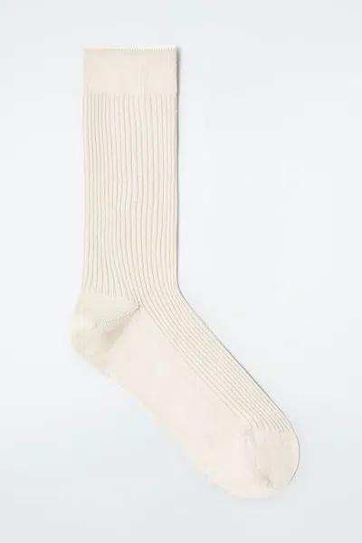 Cos Ribbed Silk Socks In White