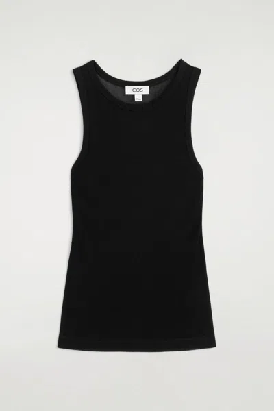 Cos Ribbed Silk Tank Top In Black