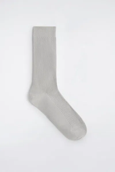 Cos Ribbed Socks In Gray