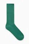 Cos Ribbed Socks In Green