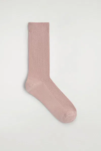 Cos Ribbed Socks In Pink
