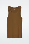 Cos Ribbed Tank Top In Beige
