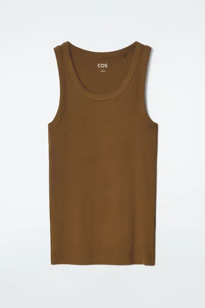 Cos Ribbed Tank Top In Beige