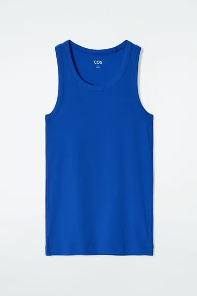 Cos Ribbed Tank Top In Blue